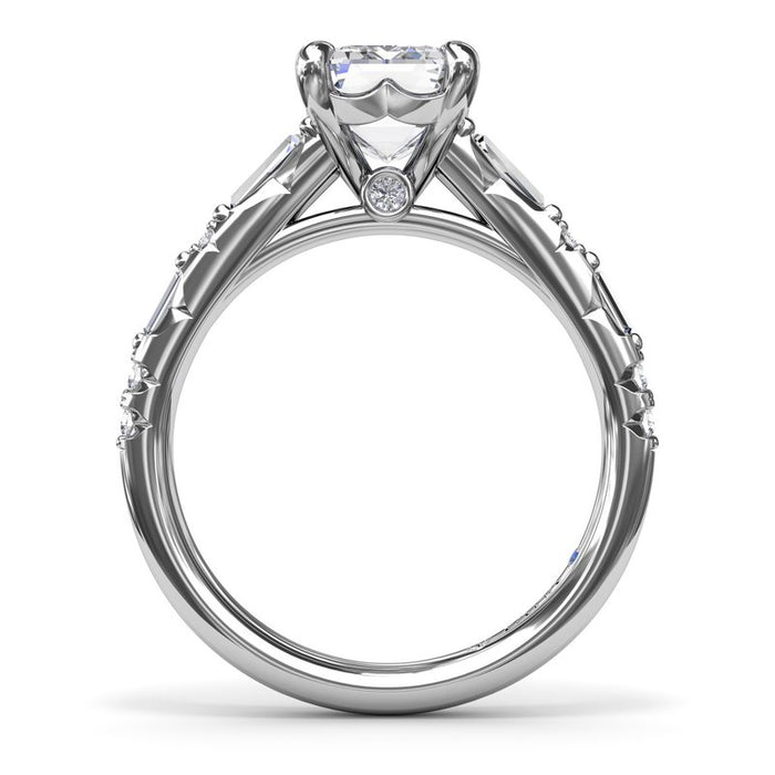 Baguette and Round Diamond Shank Engagement Ring Setting
