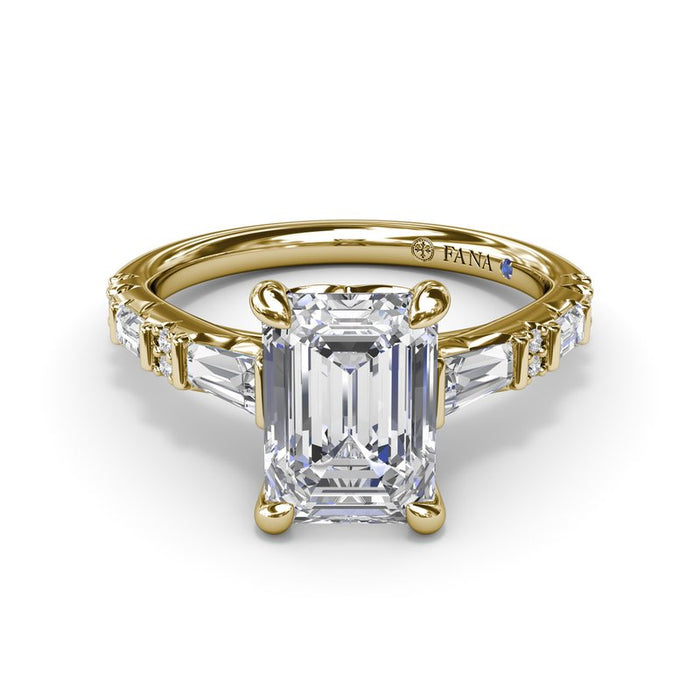 Baguette and Round Diamond Shank Engagement Ring Setting