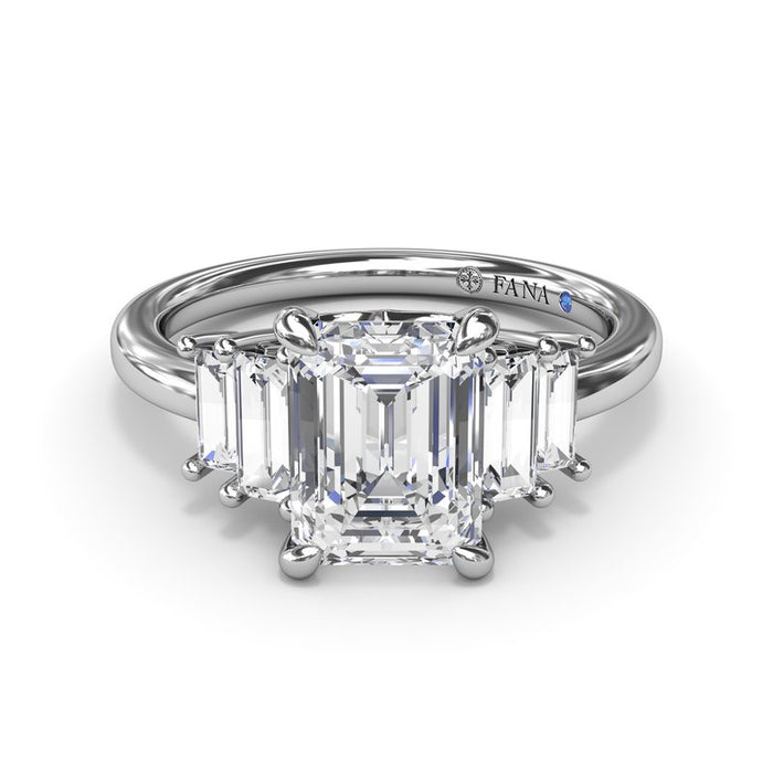 Five Stone Emerald-Cut Engagement Ring Setting
