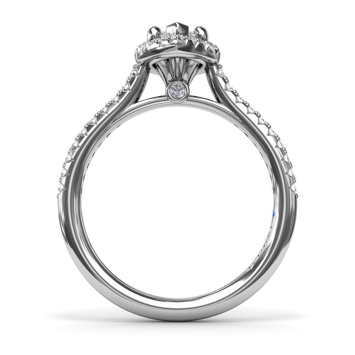 Delicate Marquise Halo with Pavé Shank Engagement Ring Setting