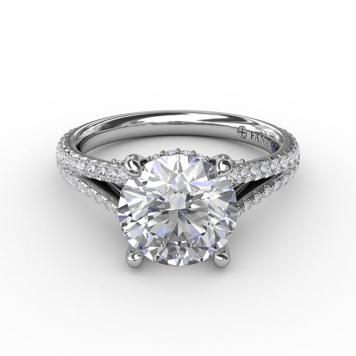 Diamond Split Shank with Hidden Halo Engagement Ring Setting