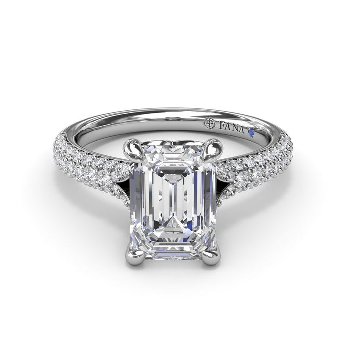 Triple Row Diamond Split Shank Engagement Ring Setting