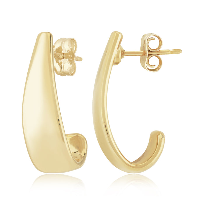 14K Yellow Gold J Hoop Earrings