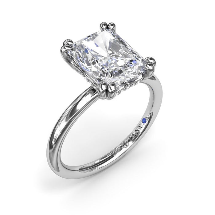 Radiant Solitaire with Hidden Halo Engagement Ring Setting