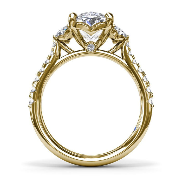 Marquise and Round Side Stones with Diamond Shank Engagement Ring Setting