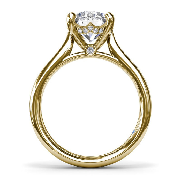 Tapered Cathedral Shank with Hidden Halo Engagement Ring Setting