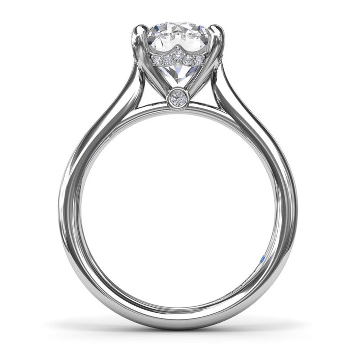 Tapered Cathedral Shank with Hidden Halo Engagement Ring Setting