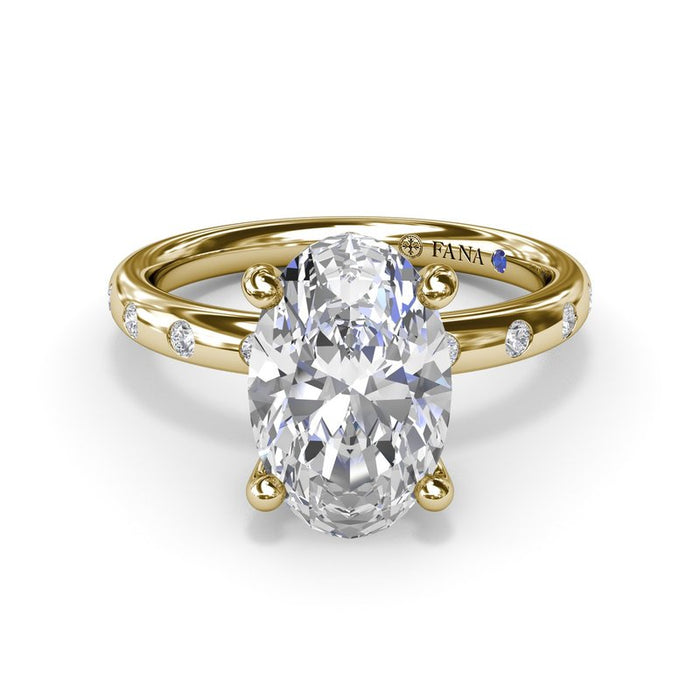 Flush-Set Diamond Shank Engagement Ring Setting