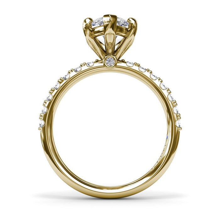Pavé Shank with Marquise Center Engagement Ring Setting