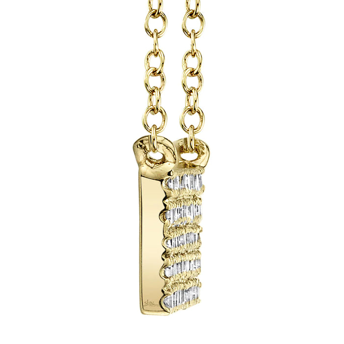 14k Yellow Gold Pave Diamond Bar Necklace