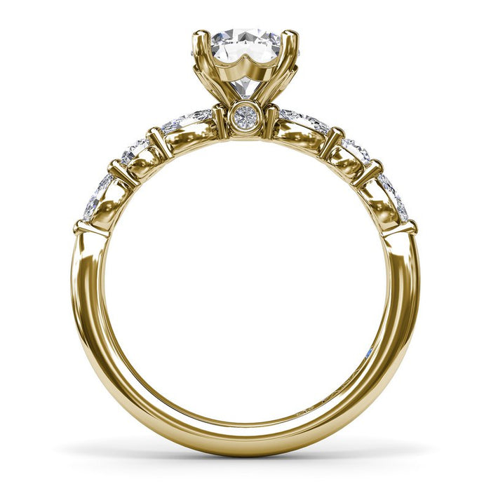 Marquise and Round Diamond Shank Engagement Ring Setting