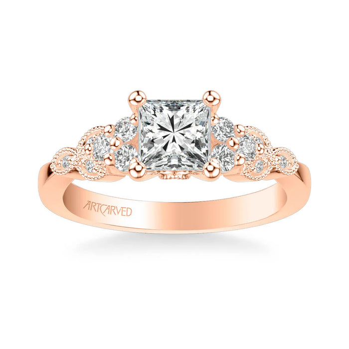 Adeline Contemporary Side Stone Floral Engagement Ring Setting