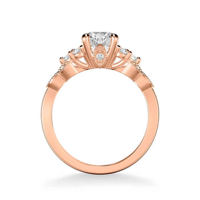 Adeline Contemporary Side Stone Floral Engagement Ring Setting