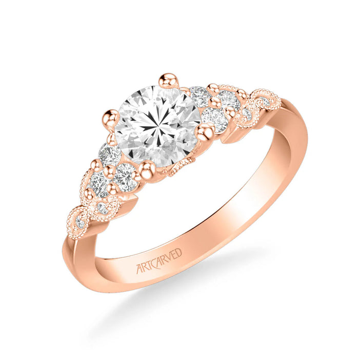 Adeline Contemporary Side Stone Floral Engagement Ring Setting