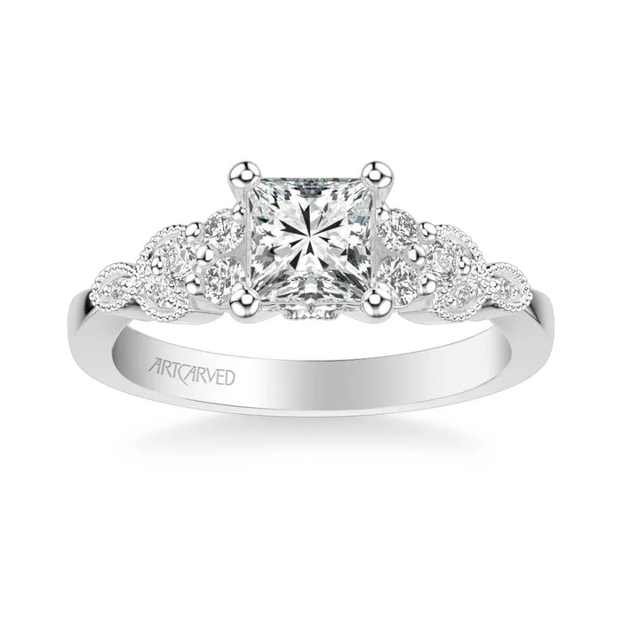 Adeline Contemporary Side Stone Floral Engagement Ring Setting