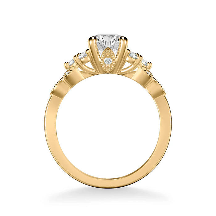 Adeline Contemporary Side Stone Floral Engagement Ring Setting