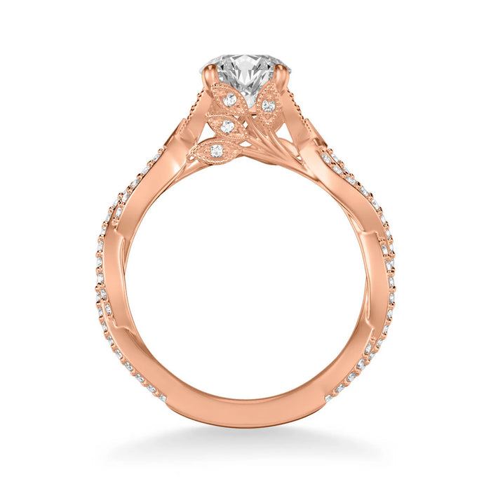 Freesia Contemporary Side Stone Floral Engagement Ring Setting