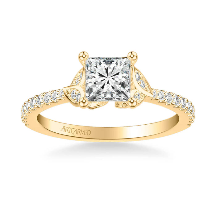 Bluebelle Contemporary Side Stone Floral Engagement Ring Setting