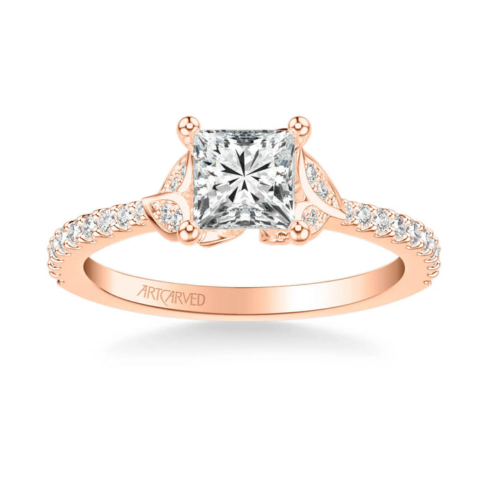Bluebelle Contemporary Side Stone Floral Engagement Ring Setting