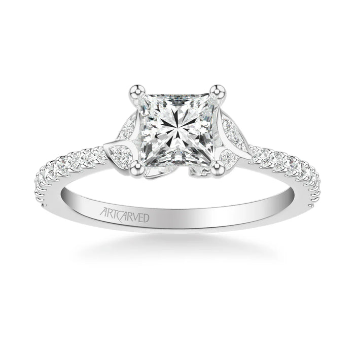 Bluebelle Contemporary Side Stone Floral Engagement Ring Setting