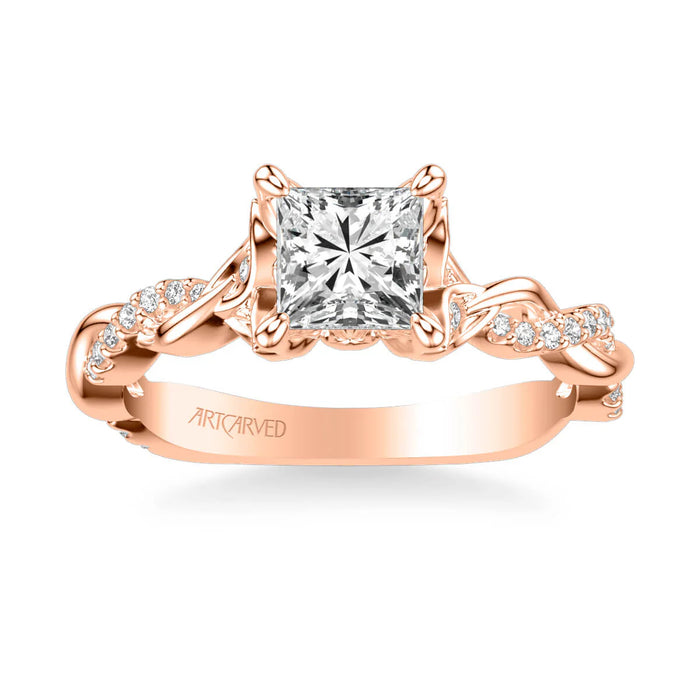 Amaryllis Contemporary Side Stone Floral Engagement Ring Setting