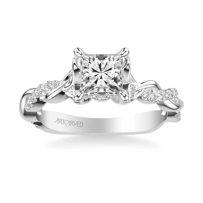 Amaryllis Contemporary Side Stone Floral Engagement Ring Setting