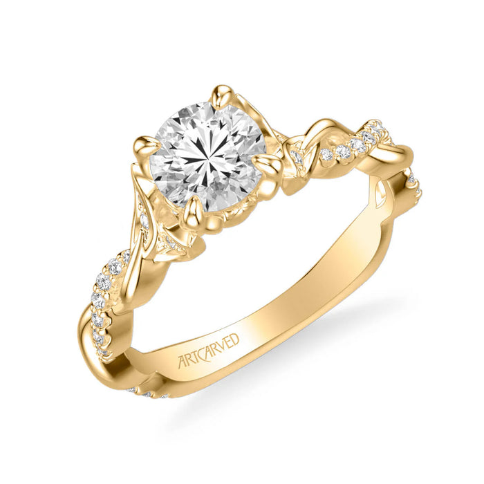 Amaryllis Contemporary Side Stone Floral Engagement Ring Setting