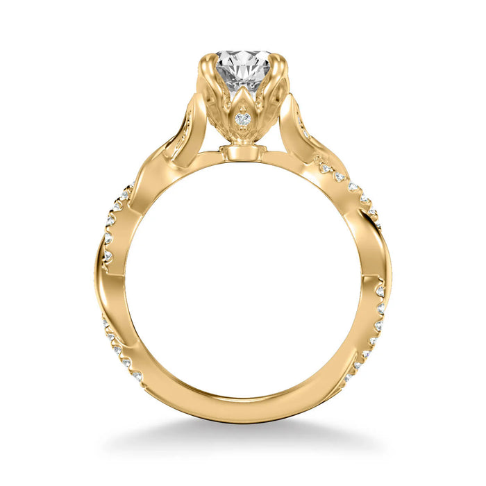 Amaryllis Contemporary Side Stone Floral Engagement Ring Setting