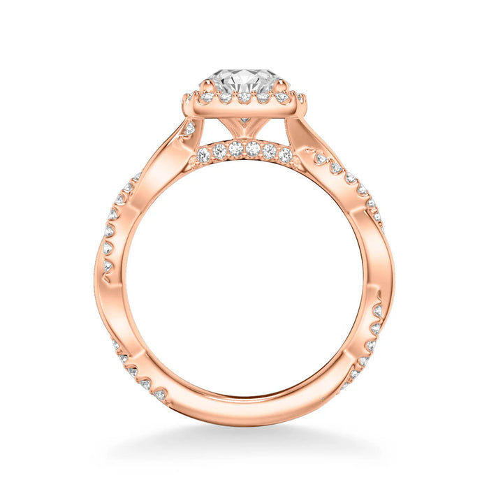 Ciara Contemporary Cushion Halo Twist Engagement Ring Setting