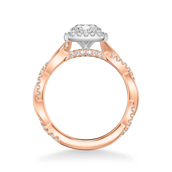Ciara Contemporary Cushion Halo Twist Engagement Ring Setting
