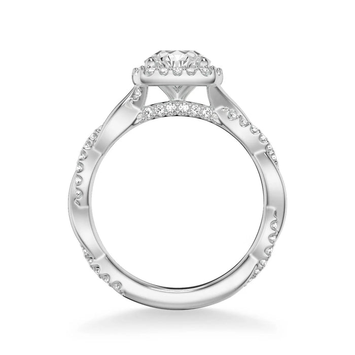Ciara Contemporary Cushion Halo Twist Engagement Ring Setting