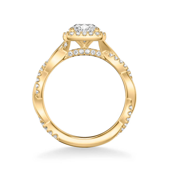 Ciara Contemporary Cushion Halo Twist Engagement Ring Setting