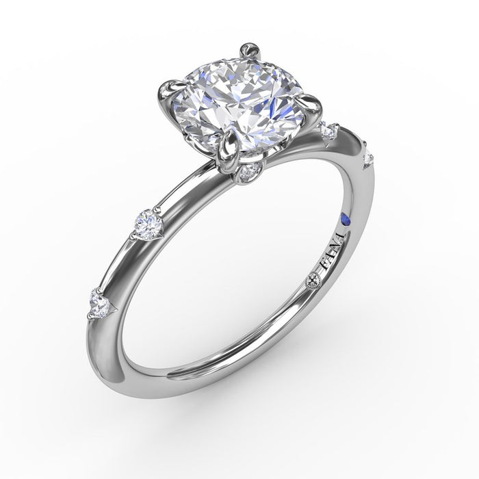 Round Raindrop Shank Engagement Ring Setting