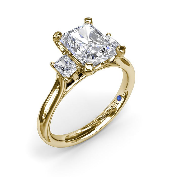Three-Stone Radiant Engagement Ring Setting