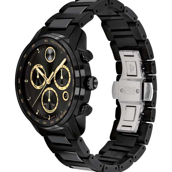 Movado Bold Verso Men's Black Dial and Black Stainless Steel Chronograph Watch