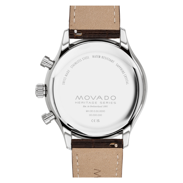 Movado Heritage Series Circa Chronograph Dial and Brown Leather Men's Watch