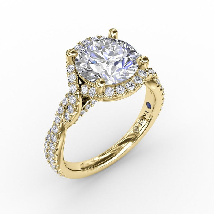 Twisted Vine Shank with Halo Engagement Ring Setting