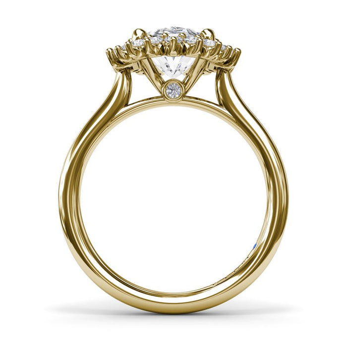 Oval Halo with Round and Baguette Diamonds Engagement Ring Setting