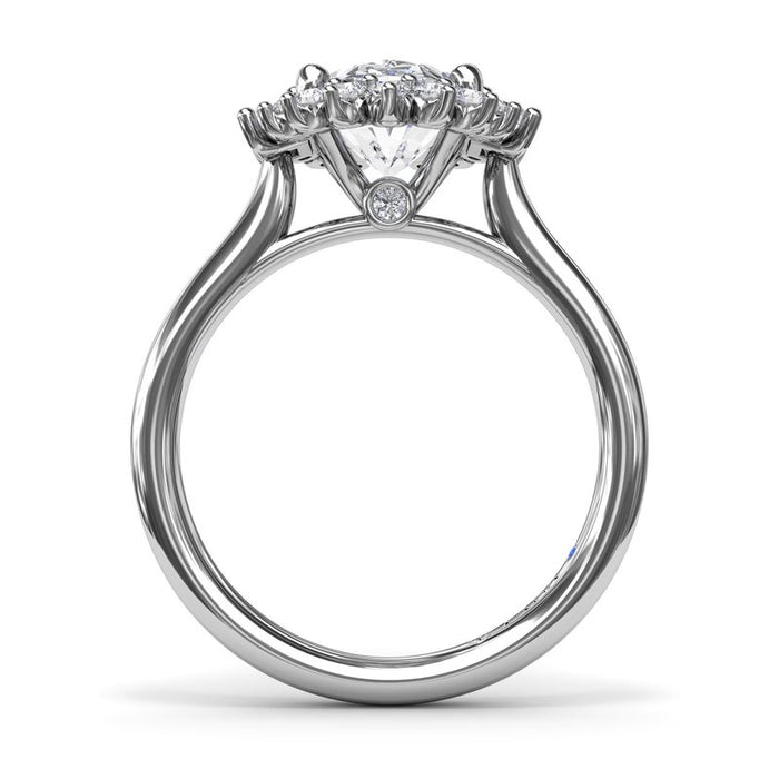 Oval Halo with Round and Baguette Diamonds Engagement Ring Setting