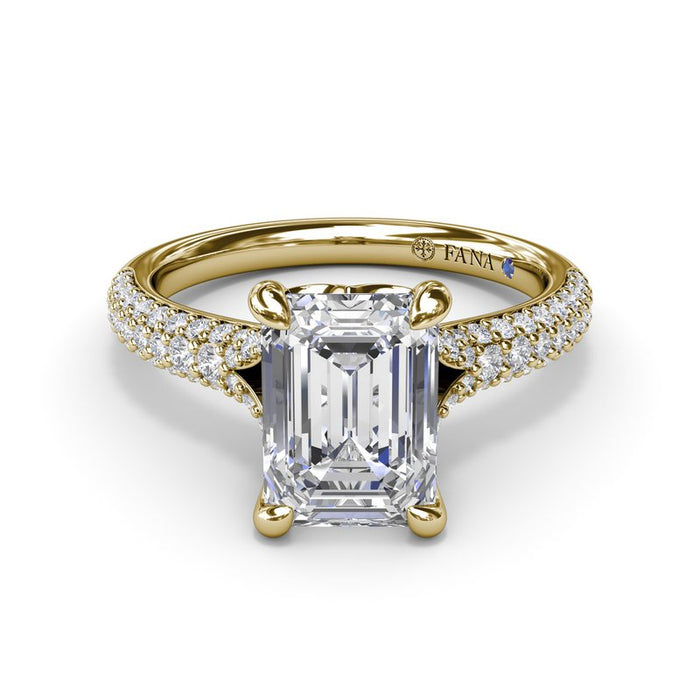 Triple Row Diamond Split Shank Engagement Ring Setting