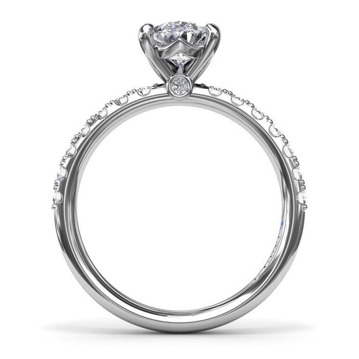 Pavé Shank with Pear-Shape Center Engagement Ring Setting