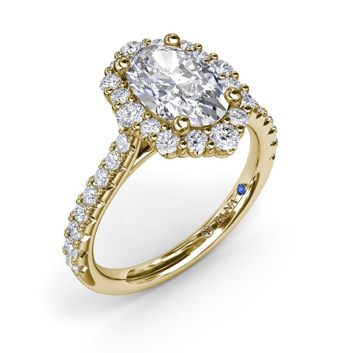 Oval Floral Halo Engagement Ring Setting