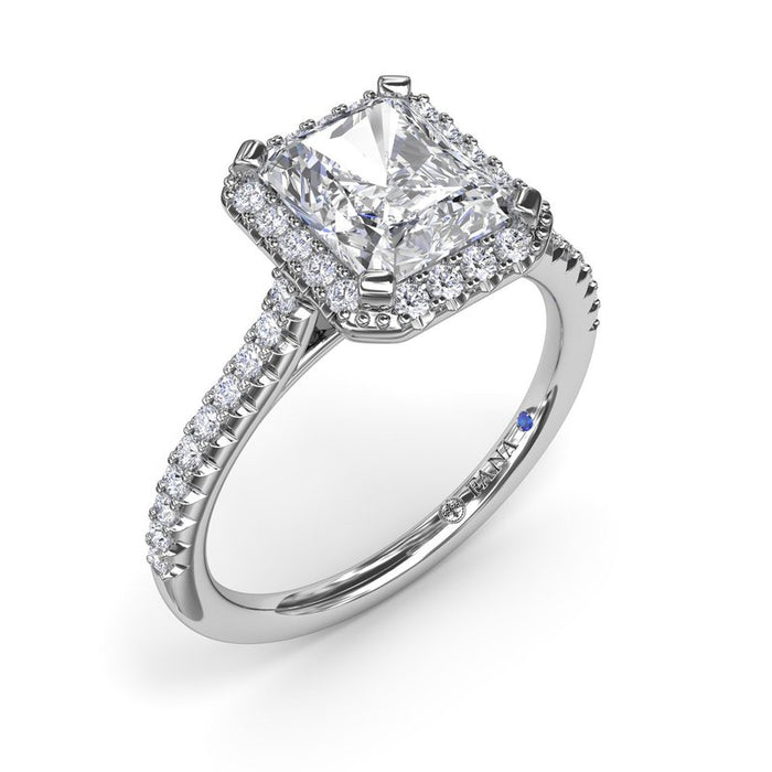 Radiant Halo with Pavé Shank Engagement Ring Setting