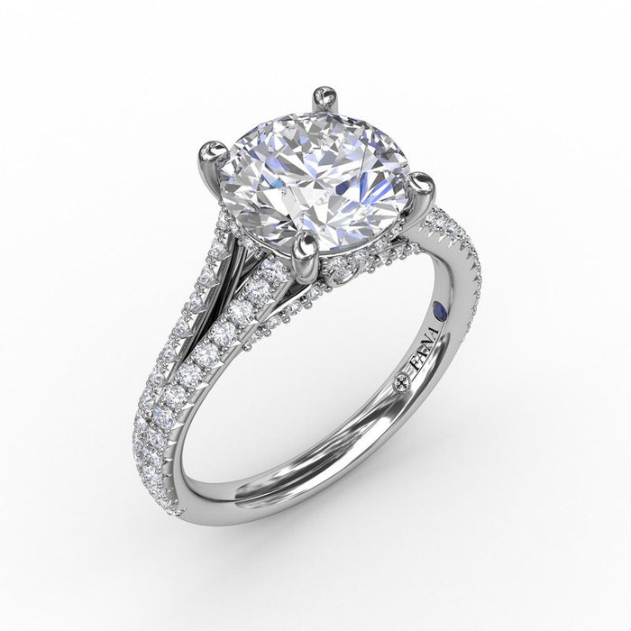 Diamond Split Shank with Hidden Halo Engagement Ring Setting
