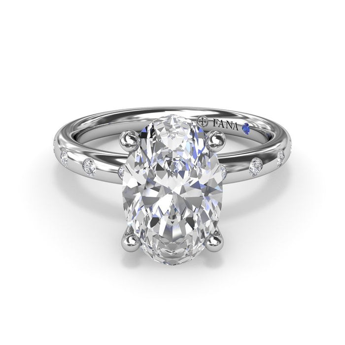 Flush-Set Diamond Shank Engagement Ring Setting