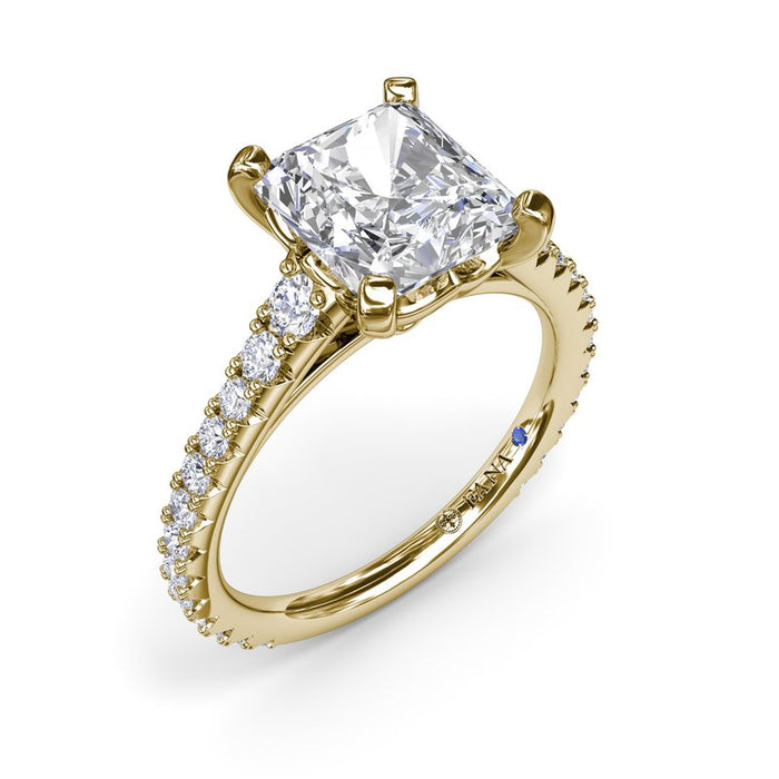 Graduated Diamond Cathedral Shank Engagement Ring Setting