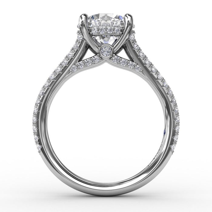 Diamond Split Shank with Hidden Halo Engagement Ring Setting