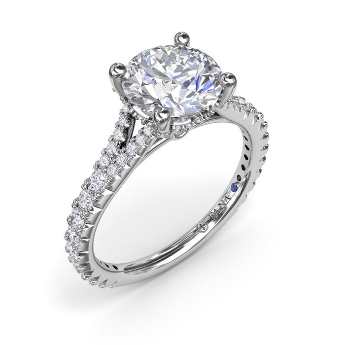 Split Shank with Hidden Halo Engagement Ring Setting