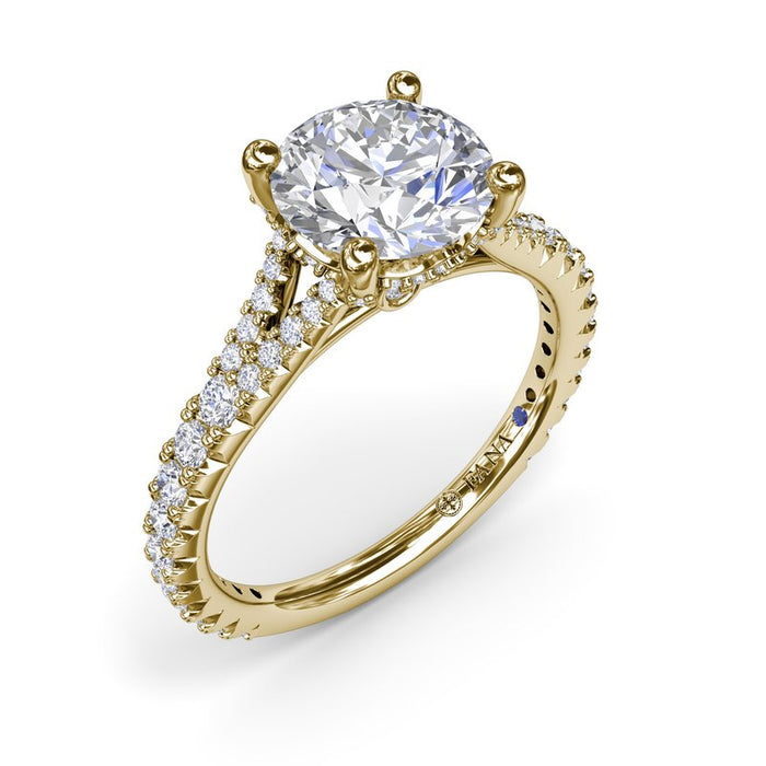 Split Shank with Hidden Halo Engagement Ring Setting