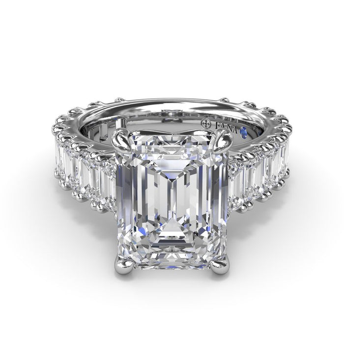 Chunky Emerald-Cut Diamond Shank Engagement Ring Setting